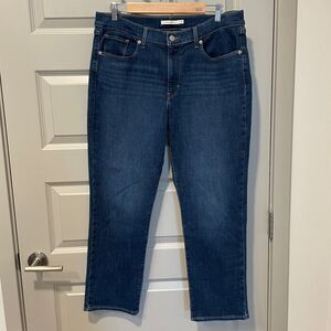 Levi's Classic Straight dark wash cropped jeans, size 14S